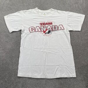 Team Canada Bulletin Hockey Heavy Weight Cotton T-Shirt Men's Size M White